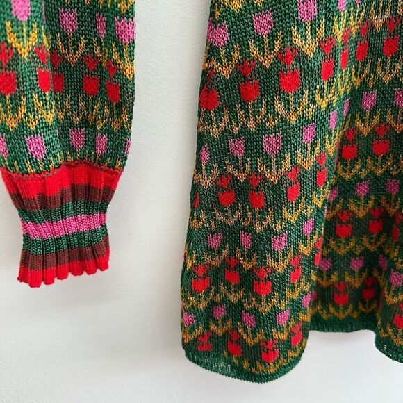 Free People Women’s Milano Multi Green Knit Tulip Mini Sweater Dress - Picture 7 of 10